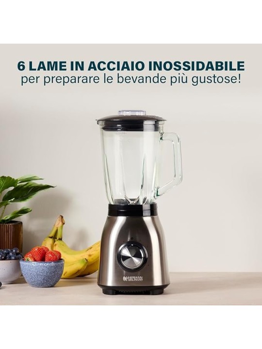 Princess Frullatore Elettrico da Tavolo, 1000 W, 1.5 Litri, 4 velocità, Acciaio Inox Spazzolato
