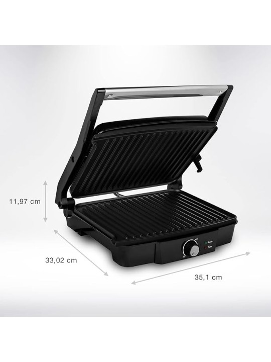 Tristar Griglia Elettrica a Contatto, 2000W, Apertura a 180°, Nero