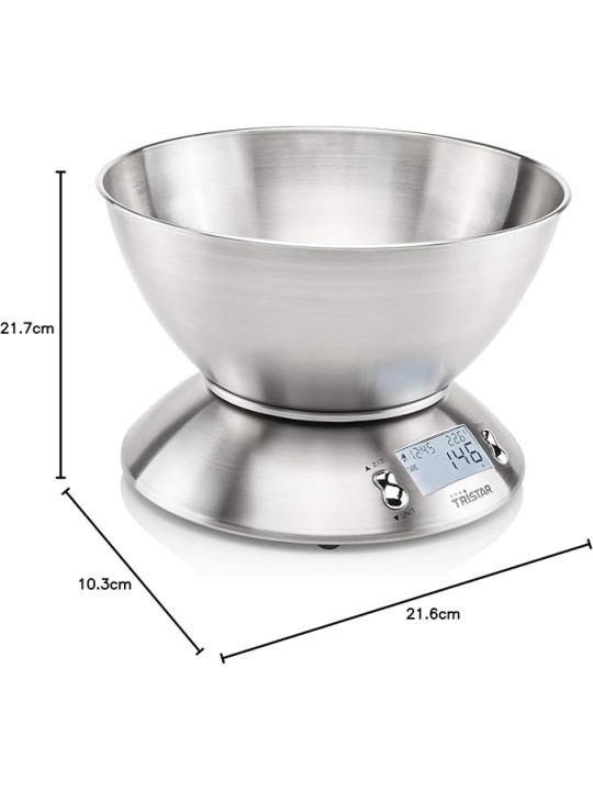Tristar Bilancia da Cucina in Acciaio Inox con Display LED