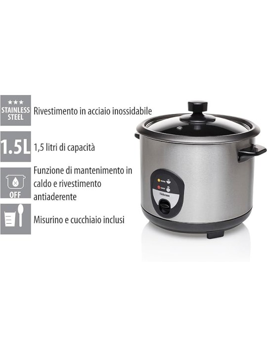 Tristar Cuociriso Elettrico, 1,5 Litri in Acciaio Inox