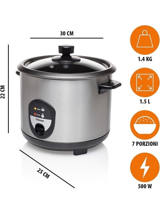Tristar Cuociriso Elettrico, 1,5 Litri in Acciaio Inox
