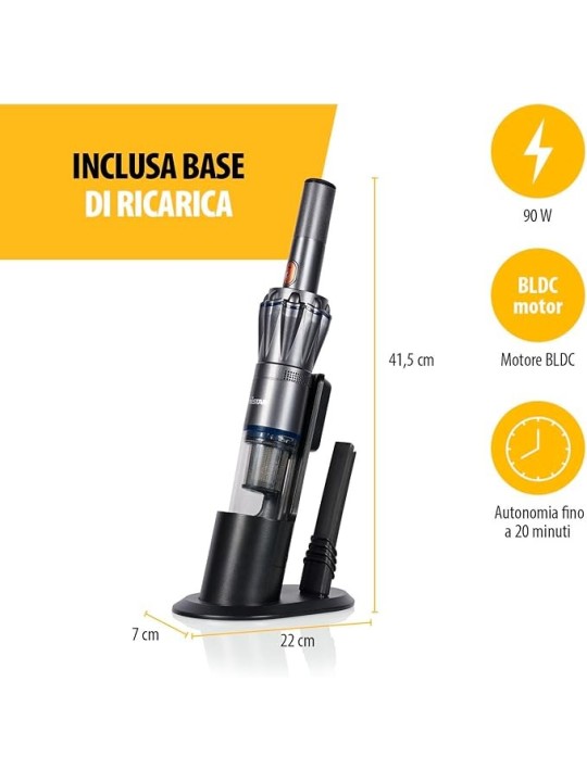 Tristar Aspirapolvere Portatile, 12 kPa, Senza Fili, Motore BLDC 90W, Filtro HEPA H12