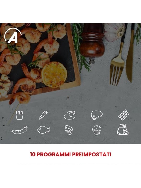 Ardes Friggitrice Ad Aria, Slim Extra Profonda, Friggisana Infinity 8L W, AirFryer con Display Digitale Touch, Nera