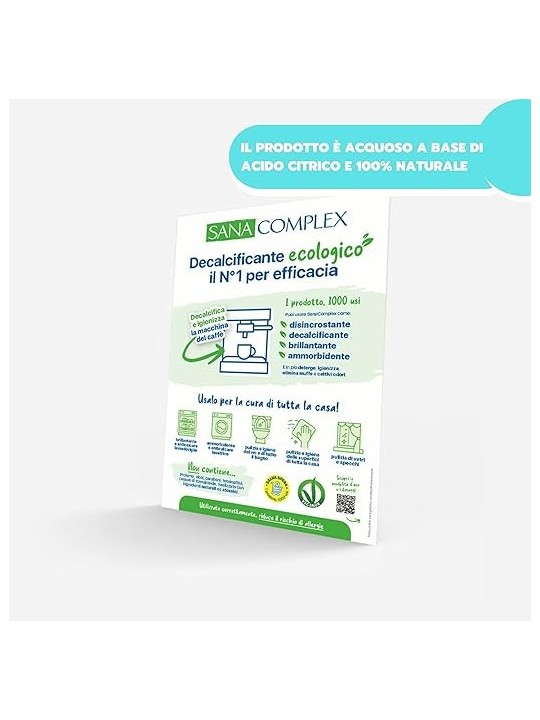 Ardes Decalcificante SANACOMPLEX, Anticalcare Detergente Multiuso Igienizzante e Ammorbidente 500ml