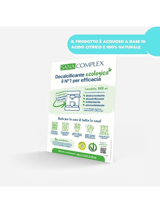 Ardes Decalcificante SanaComplex, Anticalcare, Detergente Multiuso Igienizzante e Ammorbidente 1L