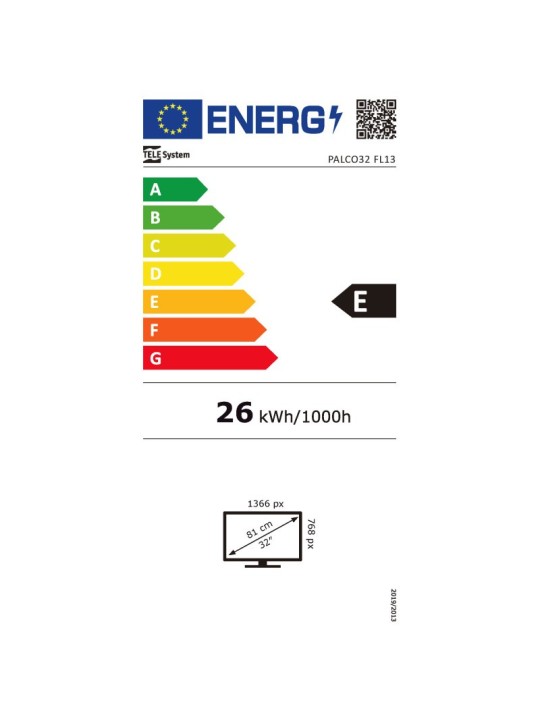 Telesystem Basic Tv LED PALCO32 FL13, Frameless 32"