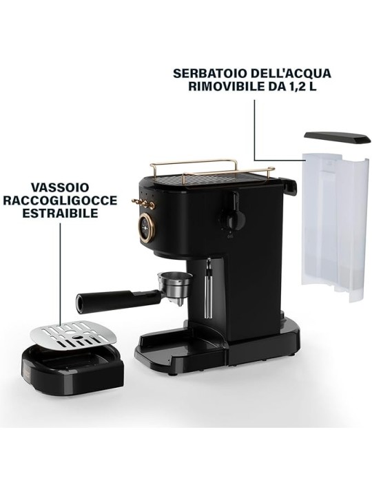Princess Macchina per Espresso - 1100W, 20 Bar con Scaldatazze e Beccuccio a Vapore