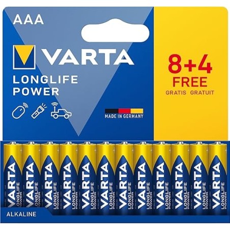Varta - Pile AAA, 8+4 FREE, Longlife Power, Alcaline, 1,5V
