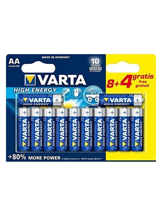 Varta - Pile AA, 8+4 FREE, Batteria Alcalina, 1,5V