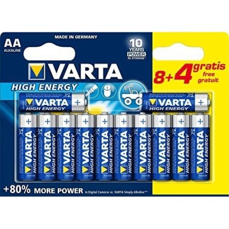 Varta - Pile AA, 8+4 FREE, Batteria Alcalina, 1,5V
