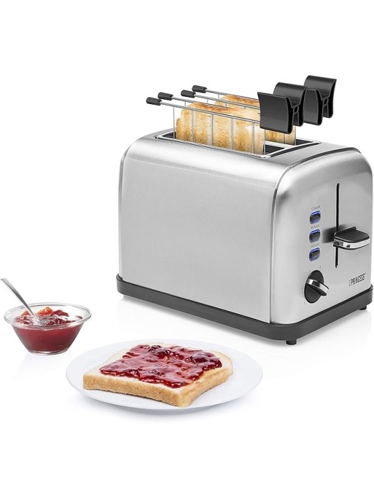 Princess Style Tostapane, Scocca in Acciaio Inox, 2 Fessure, 850W