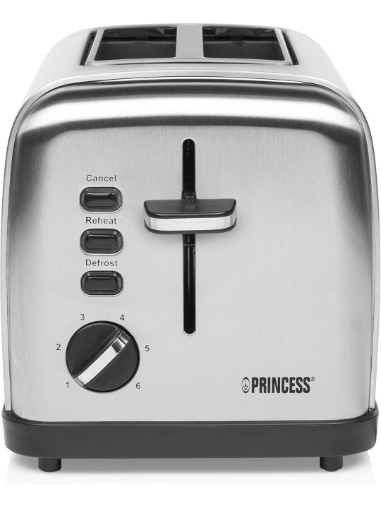 Princess Style Tostapane, Scocca in Acciaio Inox, 2 Fessure, 850W