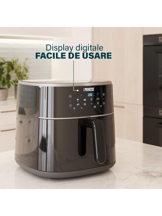 Princess Friggitrice ad Aria Digitale, Max 8L, 6 Programmi Preimpostati, Meno Olio e Display Digitale