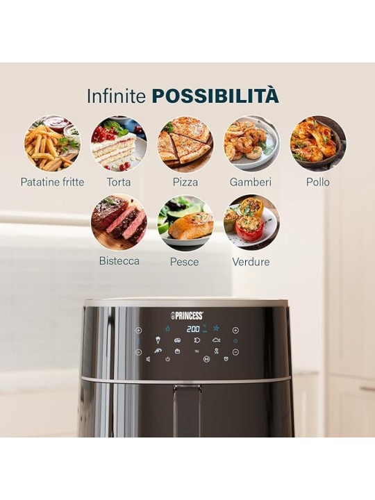 Princess Friggitrice ad Aria Digitale, Max 8L, 6 Programmi Preimpostati, Meno Olio e Display Digitale