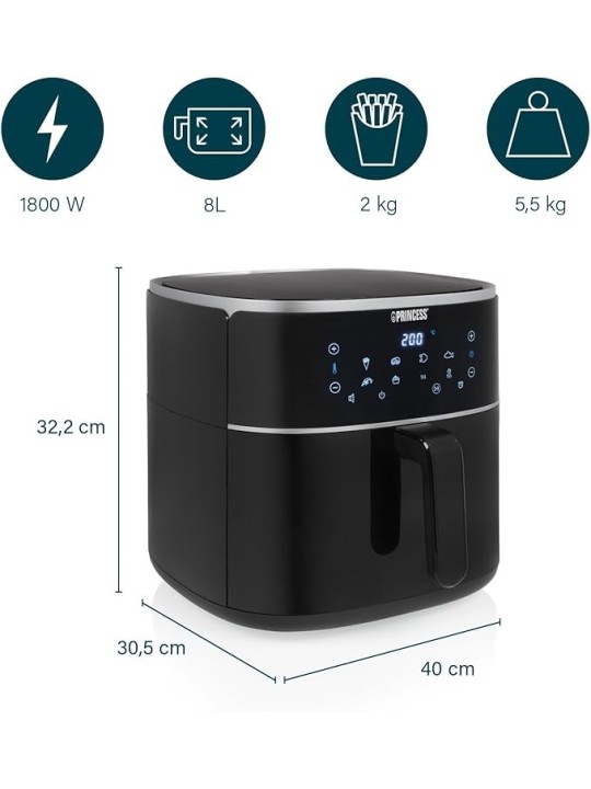 Princess Friggitrice ad Aria Digitale, Max 8L, 6 Programmi Preimpostati, Meno Olio e Display Digitale