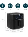 Princess Friggitrice ad Aria Digitale, Max 8L, 6 Programmi Preimpostati, Meno Olio e Display Digitale