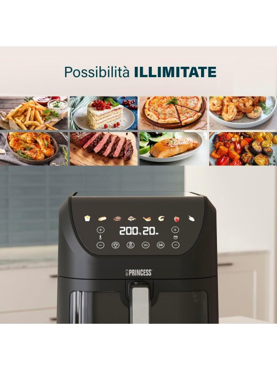 Princess Slim Fry Airfryer, 8 Lt , 2000 W, 8 Programmi, Display Touchscreen Digitale