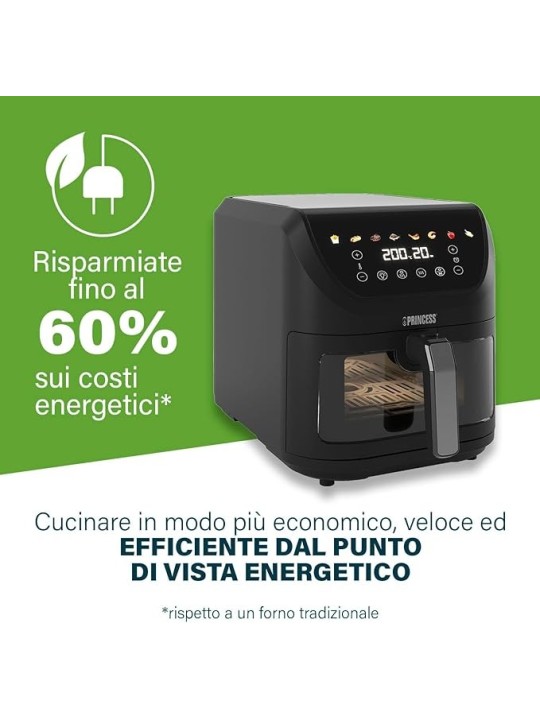 Princess Slim Fry Airfryer, 8 Lt , 2000 W, 8 Programmi, Display Touchscreen Digitale