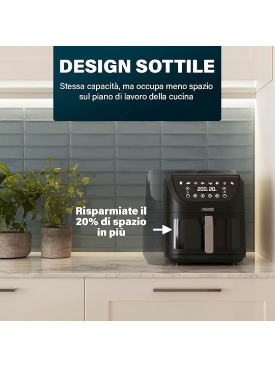 Princess Slim Fry Airfryer, 8 Lt , 2000 W, 8 Programmi, Display Touchscreen Digitale