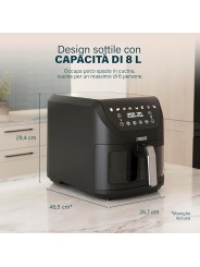 Princess Slim Fry Airfryer, 8 Lt , 2000 W, 8 Programmi, Display Touchscreen Digitale